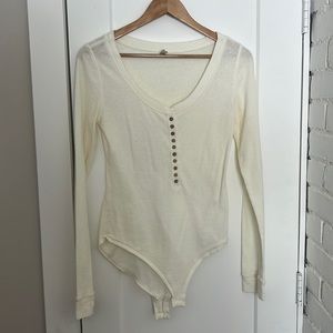 Free People Cream Body Suit, Medium